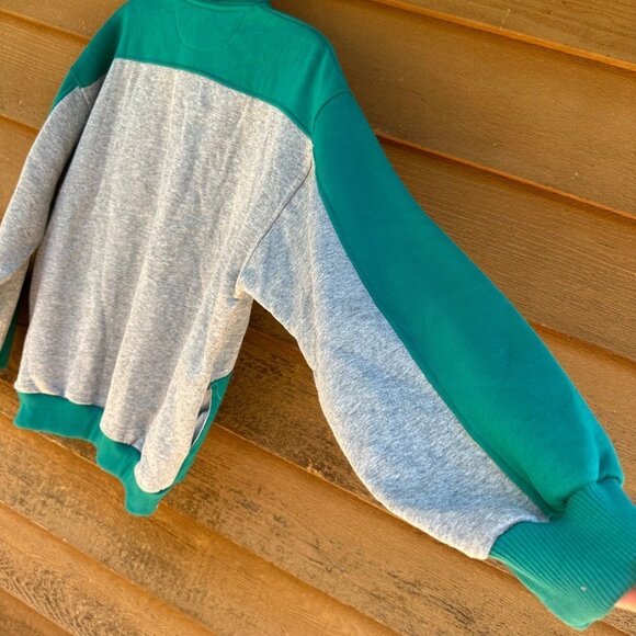 Vintage James McLeith Collard Sweater  Teal Grey Blue With Pockets Sweatshirt Si - Picture 10 of 10